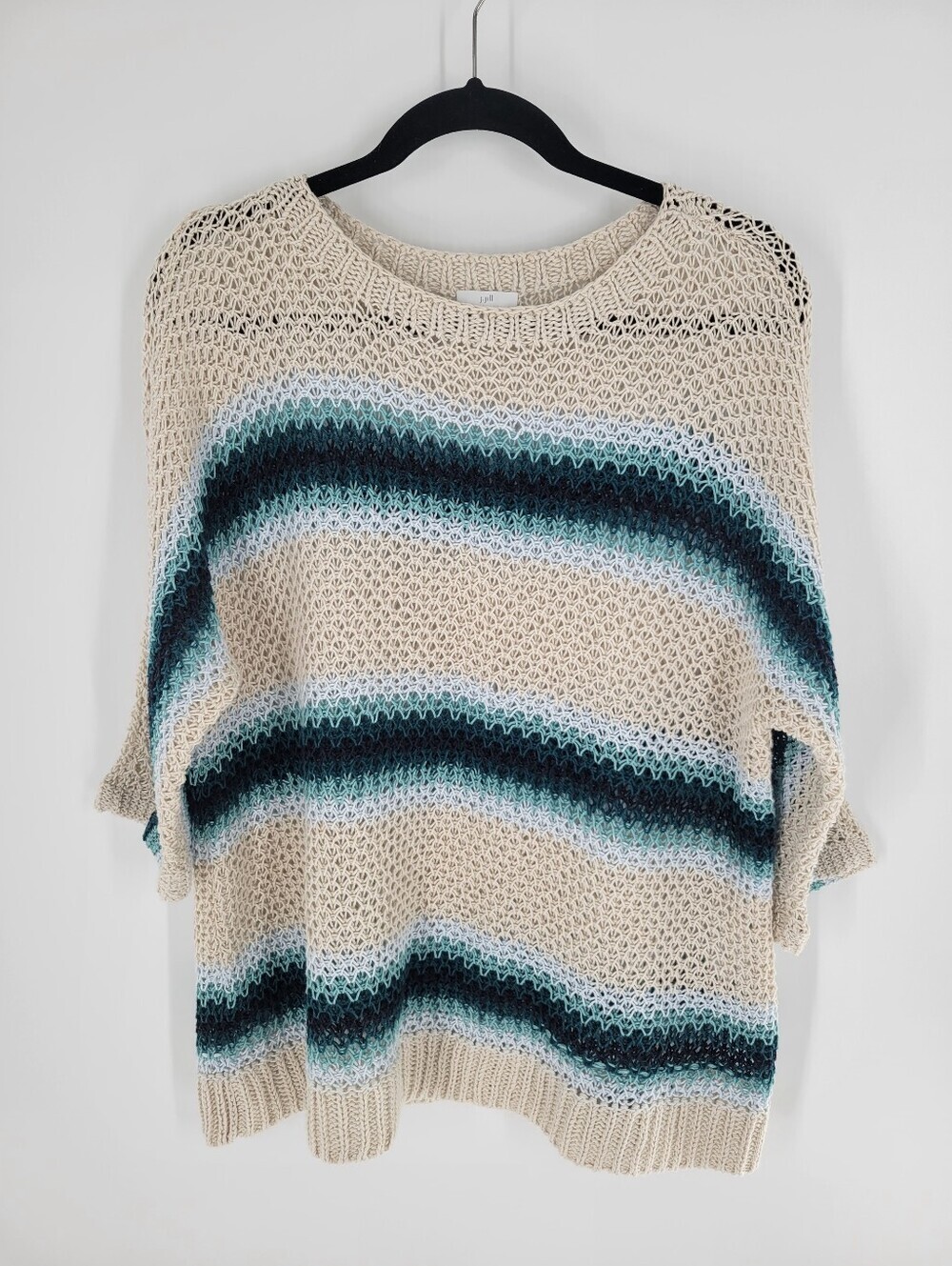 J. Jill Cream Open-Weave Scoop Neck Knit Sweater Size L
